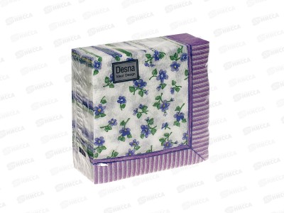 Салфетки 1 слойные 40 листов 24*24 Desna Design Фиалки,57461*32