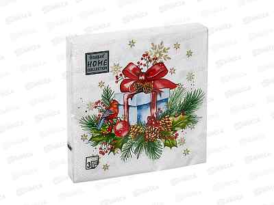 Салфетки 3слойные 20л 33*33 Bouquet Home Подарок на Новый Год,25090*12