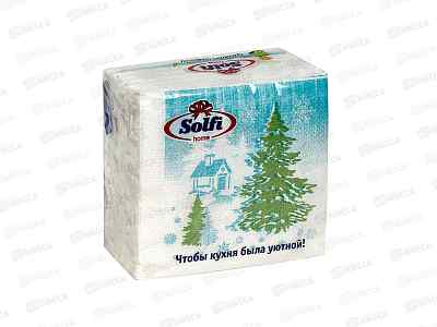 Салфетки СОЛФИ 50л с новогодним рисунком В зимнем лесу *88