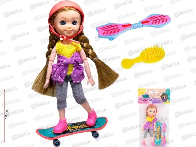 Кукла малышка Miss Kapriz 53825YS со скейтом, FCJ0785737 в пакете