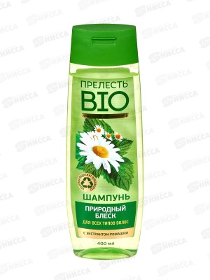 Прелесть БИО шампунь Природный блеск 400мл *12