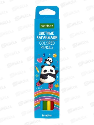 Карандаши  6цв Hatber Плюшевые панды &quotECO&quot 087796 *24