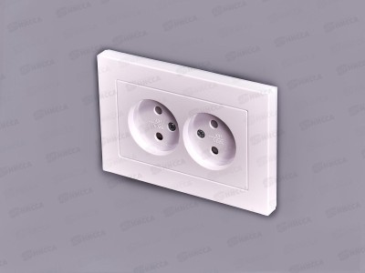 Розетка Афина 2-местная скрытой установки, без заземления,з/ш 16А, 220В белая, A0048*10