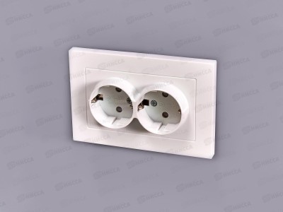 Розетка Афина 2-местная скрытой установки, с заземлением,з/ш 16А, 220В жемчуг, A0050-OBr*10