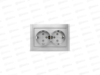 Розетка Бриллиант 2-местная с заземлением, скрытой установки,з/ш 16А, 220В,серебро,керамика, 7949797*10