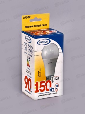 Лампа светодиодная IONICH E27 LED-SMD2835-А60-18ВТ-1620Лм-230В 2700К,1806*50