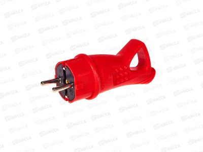 Вилка UNIVersal с заземлением с ушком, каучук, 16А, 250B, IP44, красный,3071