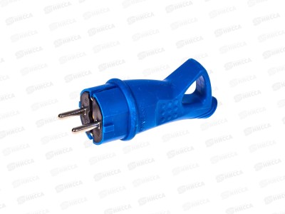 Вилка UNIVersal с заземлением с ушком, каучук, 16А, 250B, IP44, синий,3040