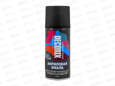 Эмаль DECORIX аэроз.  210мл, черный глянцевый *24