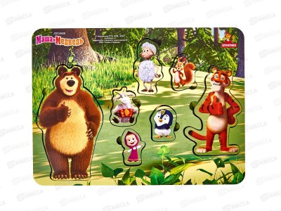 Игрушка деревянная &quotБуратино&quot Маша и Медведь, рамка-вкладыш, MASH-01  *20