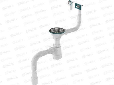 Сифон для мойки 3 1/2&quot х 40 с металлической решоткой, прямоуг/круг.перел., B0178 *20