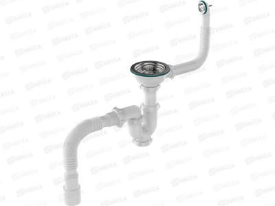 Сифон для мойки 3 1/2&quot х 40 с металлической решоткой, прямоуг/круг.перелив UB0139 *20