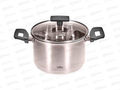 Кастрюля Веста LR02-247 нержавеющая сталь 18*1,5см 2,9л индукционное  дно стекл крышка