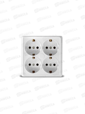 Розетка ОЛИМП 4-местная открытой установки, с заземлением, квадр.16А, 220В белая,керамика, 1165*10