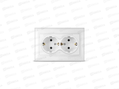 Розетка Севиль 2-местная скрытой установки, с заземлением, 16А, 220В белая С0128*10