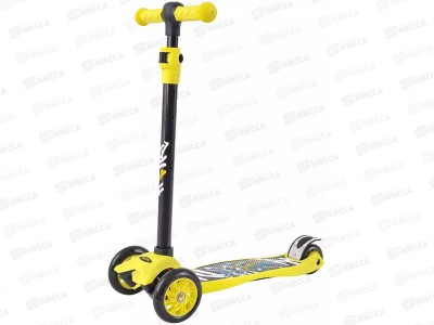 Самокат 3-х колесный до 30кг А03940 yellow+black свет. колеса, 430355