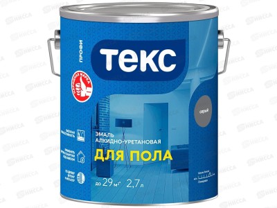 Эмаль для пола и бетон половТекс Профи серая гл 2,7л