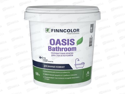 Краска для влажных помещений Oasis Bathroom A п/мат 0,9л *1/6