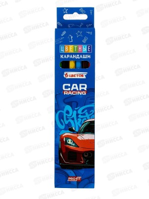 Карандаши  6цв Profit Суперкар, пластик, 2М, КЦ-2618*48