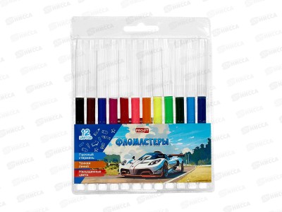 Фломастеры 12цв. Profit Авто, невен., ФЛ-2550 блистер *24/144