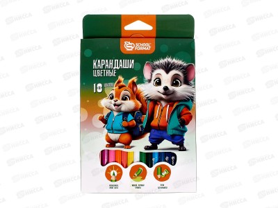 Карандаши 18цв SchoolФОРМАТ Яркие зверята шестигр.дер.  КЦ18-ЯЗВ*8
