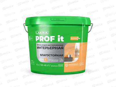 Краска интерьерная акриловая PROF IT влагостойкая,  6кг, База C *1/72
