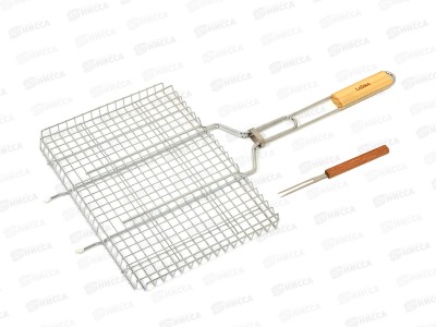 Решетка для гриля LADINA 36х27*3см с вилкой для гриля 40048 *8