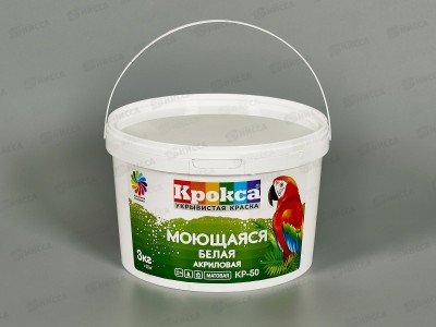 Краска моющая Крокса белая акрил КР-50 3,0кг *1/8