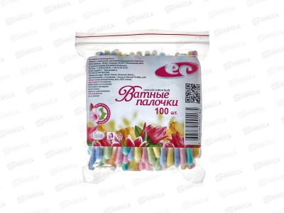 Ватные палочки №100 (пакет) цветные ассорти *130