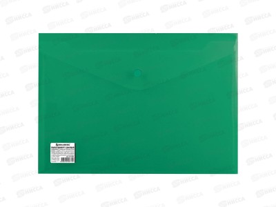 Папка с кноп. BRAU 221363 зеленая, до 100л, 0,2мм *10/160