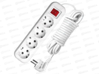 Удлинитель UNIVersal S-304 ПВС 3*1, 4 гнезда, с заземлением, выкл., 7м, 9631992