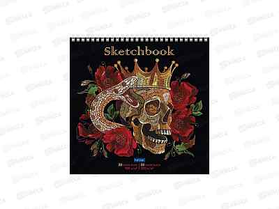 Скетчбук Hatber 240*240 40л Skull Roses, 31766 *16