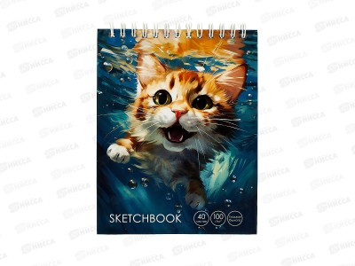 Скетчбук ЭКСМ 40л А6+ Довольный котик, ТС6405441 *8