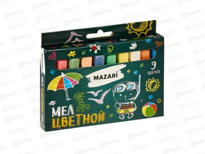 Мел Mazari  9шт цветной, к/к  M-17312 *30