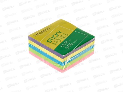 Блок липкий INFORMAT 51*51 ассорти, неон 5цв. 250л IFSNS51-5N *12