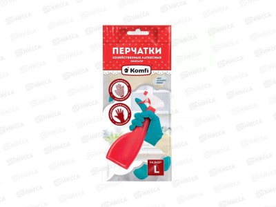 Перчатки BICOLO7 Перчатки хозяйственные латексные беж-бирюз р.L 2шт *12/144
