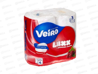 Бумага туалетная Linia Veiro LUXX Малина Aroma 3-х слойная 4 рулона *12 5С34Aroma