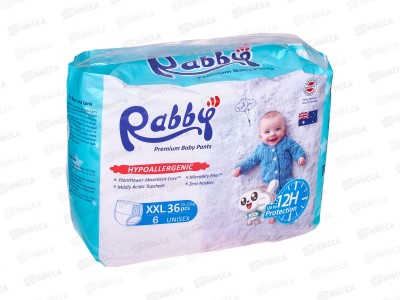 RABBY Подгузники-трусики детские 15-21кг XXL 36шт *4 R12-XXL-36