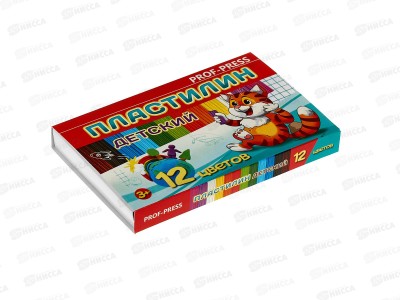 Пластилин 12цв 180г ПП стек. к/к, ПЛ-8596 *32
