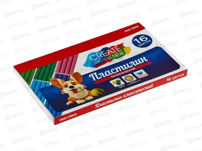 Пластилин 16цв 320г ПП классический, ПЛ-0126  *10