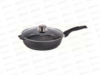 Сковорода ГРАНИТ АП black 26см крышка стекло С26802
