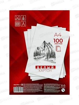 Картон белый А4 ПП 100л, 100-3958 *20