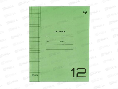 Тетрадь 12л кл. BG UniTone Green пластик. обл.прозрач.  08899 *10/150