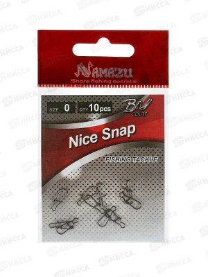 Карабин Namazu NICE SNAP, цв. BN, р.0, test-14кг, (уп.10шт) N-FT-NS0