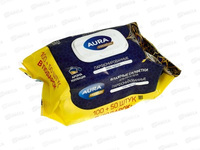 Аура салфетки влажные Premium  Парфюм с крыш 150шт *12 86191