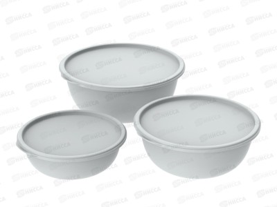 Набор мисок с крышками &quotШарм&quot №1 (3шт, серый) АП 583 (1,3л, 2,3л, 3,7л)