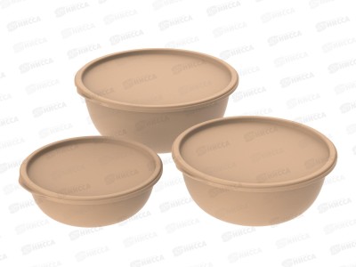 Набор мисок с крышками &quotШарм&quot №1 (3шт, какао) АП 584 (1,3л, 2,3л, 3,7л)  *16