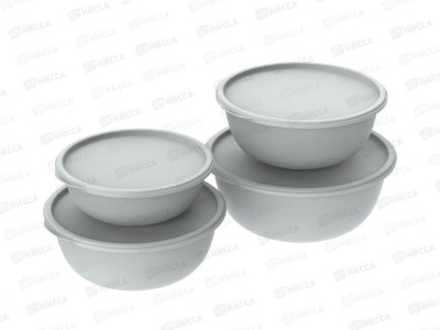 Набор мисок с крышками &quotШарм&quot №2 (4шт, серый) АП 585 (1,3л,2,3х2,3,7л)
