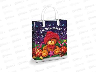 Сумочка пластик мягкий НГ 23*27 Мишка *40