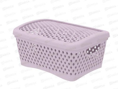 Корзинка с крышкой &quotРомбики&quot S пепел розы, АП 456  (255х190х120мм)
